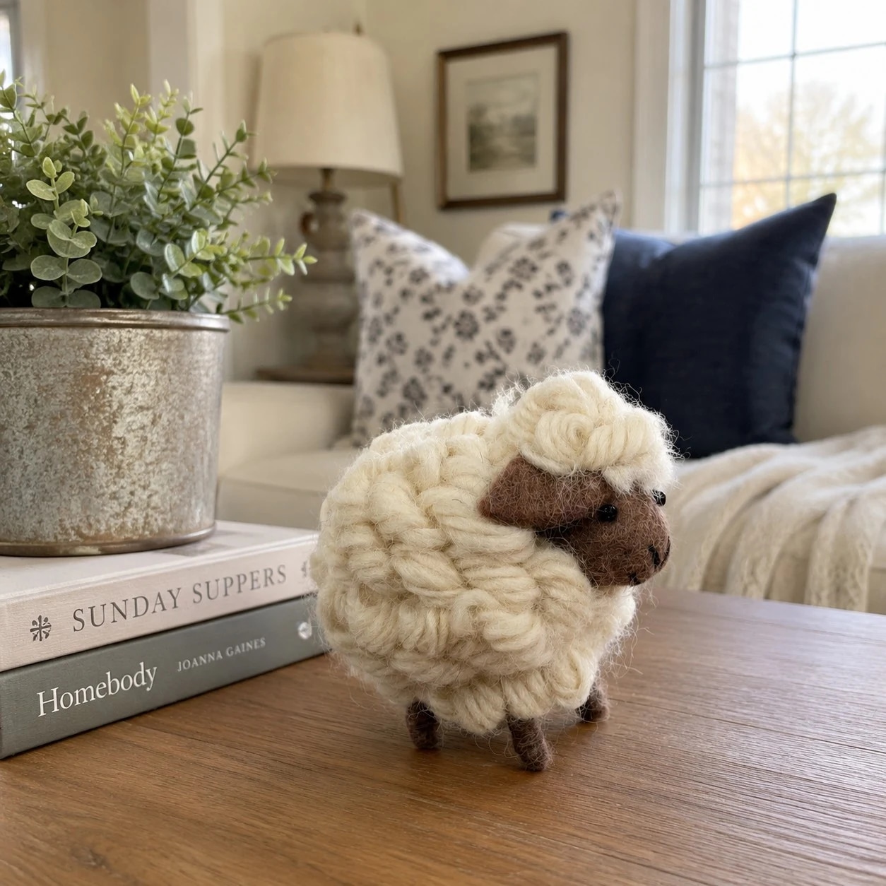 handmade wool felt sheep figurine