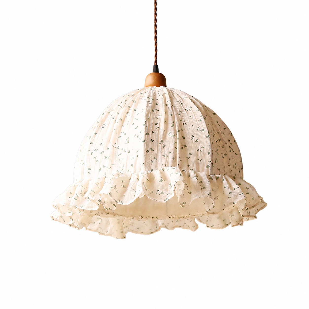 Mist Cloud ruffled floral fabric pendant lamp