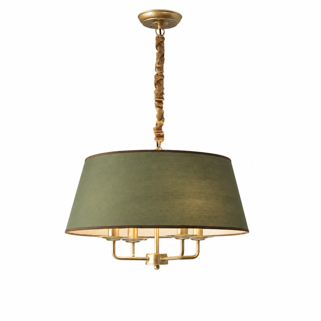 Tela paralume verde con finitura ottone