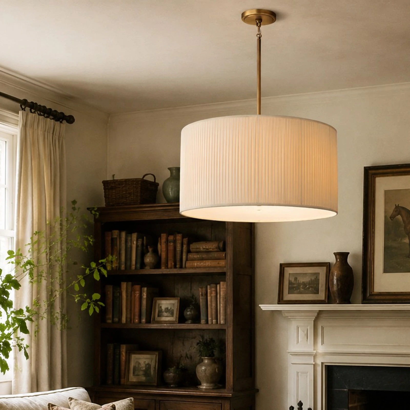 Lampadario Dumora in una biblioteca accogliente