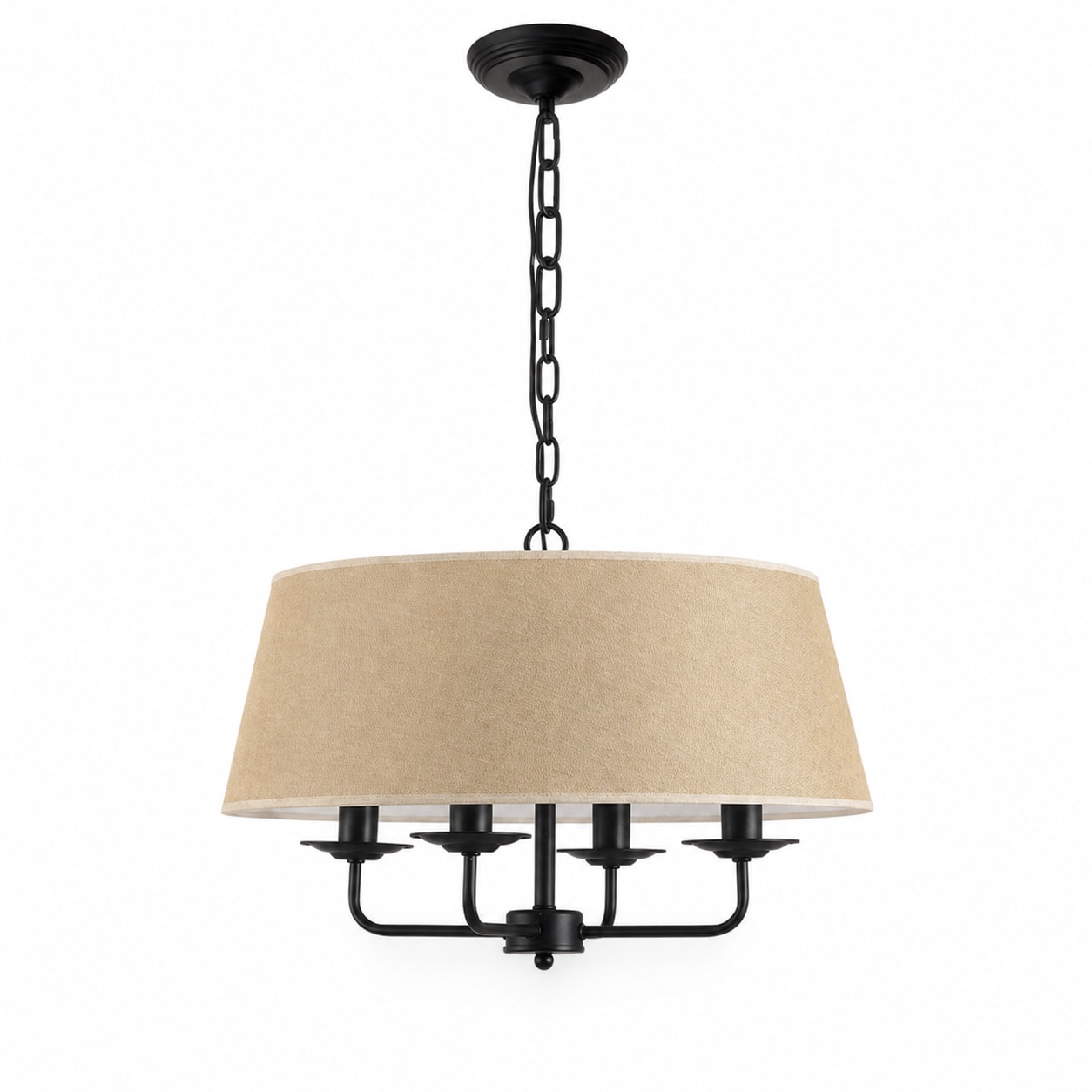 Tela paralume beige con finitura nera
