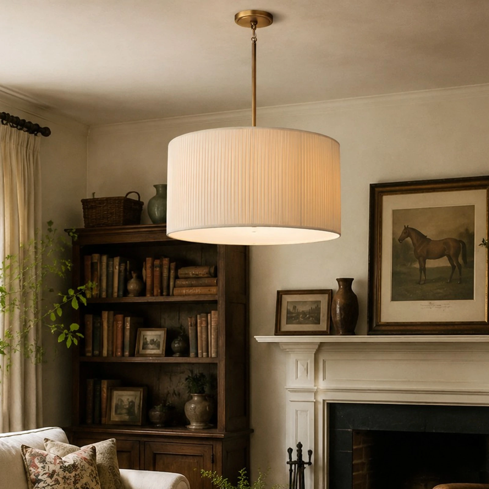 Lampadario Dumora in un soggiorno classico