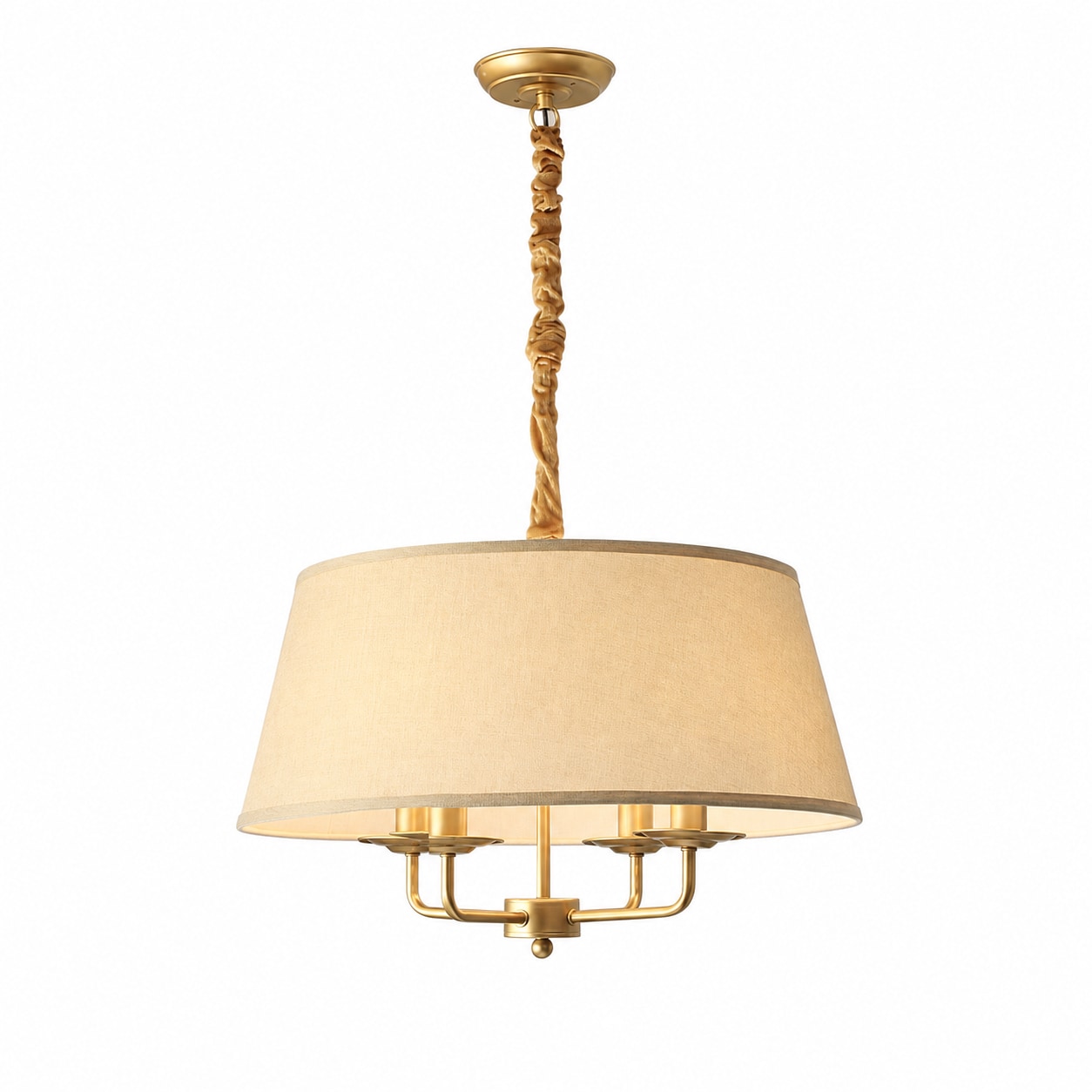 Tela paralume beige con finitura ottone
